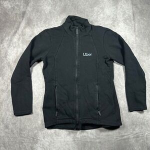 Uber Limited Edition Black Full Zip Jacket Womens M Holographic Logo Workwear